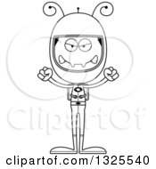 Lineart Clipart Of A Cartoon Black And White Mad Ant Astronaut Royalty Free Outline Vector Illustration