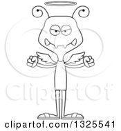 Lineart Clipart Of A Cartoon Black And White Mad Ant Angel Royalty Free Outline Vector Illustration