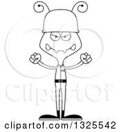 Lineart Clipart Of A Cartoon Black And White Mad Ant Soldier Royalty Free Outline Vector Illustration