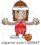 Cartoon Mad Bigfoot Basketball Player