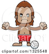 Cartoon Mad Bigfoot Beach Volleyball Player