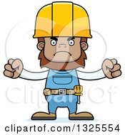 Cartoon Mad Bigfoot Construction Worker