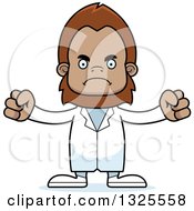 Clipart Of A Cartoon Mad Bigfoot Doctor Royalty Free Vector Illustration