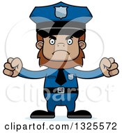 Clipart Of A Cartoon Mad Bigfoot Police Officer Royalty Free Vector Illustration