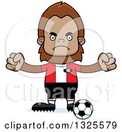 Clipart Of A Cartoon Mad Bigfoot Soccer Player Royalty Free Vector Illustration