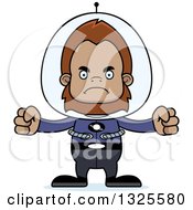 Clipart Of A Cartoon Mad Futuristic Space Bigfoot Royalty Free Vector Illustration