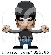 Clipart Of A Cartoon Mad Bigfoot Robber Royalty Free Vector Illustration