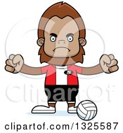 Clipart Of A Cartoon Mad Bigfoot Volleyball Player Royalty Free Vector Illustration