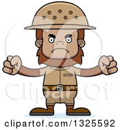Clipart Of A Cartoon Mad Bigfoot Zookeeper Royalty Free Vector Illustration