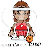 Clipart Of A Cartoon Happy Bigfoot Basketball Player Royalty Free Vector Illustration