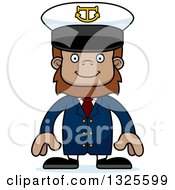Clipart Of A Cartoon Happy Bigfoot Captain Royalty Free Vector Illustration