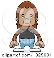 Clipart Of A Cartoon Happy Casual Bigfoot Royalty Free Vector Illustration