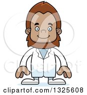 Clipart Of A Cartoon Happy Bigfoot Doctor Royalty Free Vector Illustration