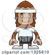 Clipart Of A Cartoon Happy Fitness Bigfoot Royalty Free Vector Illustration