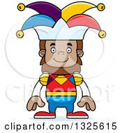 Clipart Of A Cartoon Happy Bigfoot Jester Royalty Free Vector Illustration by Cory Thoman