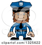Poster, Art Print Of Cartoon Happy Bigfoot Police Officer