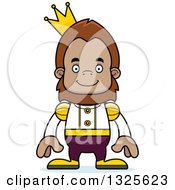 Clipart Of A Cartoon Happy Bigfoot Prince Royalty Free Vector Illustration by Cory Thoman
