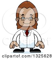 Clipart Of A Cartoon Happy Bigfoot Scientist Royalty Free Vector Illustration by Cory Thoman