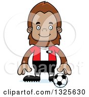 Cartoon Happy Bigfoot Soccer Player