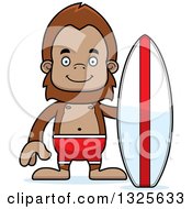 Poster, Art Print Of Cartoon Happy Bigfoot Surfer
