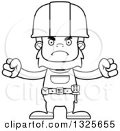 Poster, Art Print Of Cartoon Black And White Mad Bigfoot Construction Worker