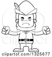 Lineart Clipart Of A Cartoon Blcak And White Mad Robin Hood Bigfoot Royalty Free Outline Vector Illustration