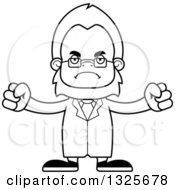Poster, Art Print Of Cartoon Black And White Mad Bigfoot Scientist