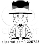 Lineart Clipart Of A Cartoon Blcak And White Happy Bigfoot Circus Ringmaster Royalty Free Outline Vector Illustration