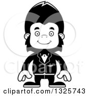 Poster, Art Print Of Cartoon Black And White Happy Gorilla Groom