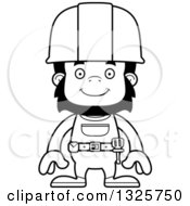 Poster, Art Print Of Cartoon Black And White Happy Gorilla Construction Worker