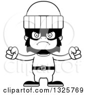 Lineart Clipart Of A Cartoon Black And White Mad Gorilla Robber Royalty Free Outline Vector Illustration