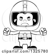 Poster, Art Print Of Cartoon Black And White Mad Gorilla Race Car Driver