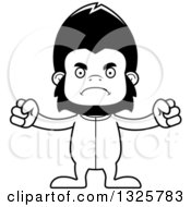 Lineart Clipart Of A Cartoon Black And White Mad Gorilla In Pjs Royalty Free Outline Vector Illustration