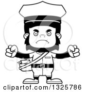 Lineart Clipart Of A Cartoon Black And White Mad Gorilla Mailman Royalty Free Outline Vector Illustration