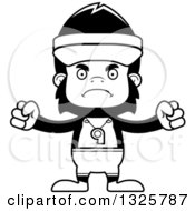 Lineart Clipart Of A Cartoon Black And White Mad Gorilla Lifeguard Royalty Free Outline Vector Illustration