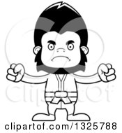 Lineart Clipart Of A Cartoon Black And White Mad Karate Gorilla Royalty Free Outline Vector Illustration