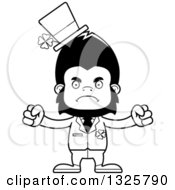 Lineart Clipart Of A Cartoon Black And White Mad St Patricks Day Gorilla Royalty Free Outline Vector Illustration