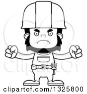 Poster, Art Print Of Cartoon Black And White Mad Gorilla Construction Worker