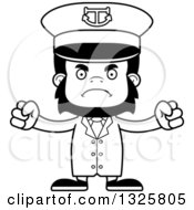 Lineart Clipart Of A Cartoon Black And White Mad Gorilla Captain Royalty Free Outline Vector Illustration