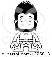 Poster, Art Print Of Cartoon Black And White Happy Karate Gorilla