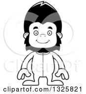 Lineart Clipart Of A Cartoon Black And White Happy Gorilla In Pjs Royalty Free Outline Vector Illustration