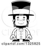 Lineart Clipart Of A Cartoon Black And White Happy Gorilla Circus Ringmaster Royalty Free Outline Vector Illustration