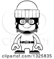 Lineart Clipart Of A Cartoon Black And White Happy Gorilla Robber Royalty Free Outline Vector Illustration