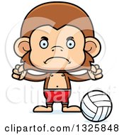 Poster, Art Print Of Cartoon Mad Monkey Beach Volleyball Player