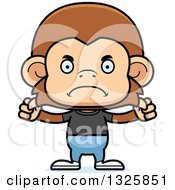 Clipart Of A Cartoon Mad Casual Monkey Royalty Free Vector Illustration