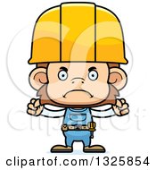 Clipart Of A Cartoon Mad Monkey Construction Worker Royalty Free Vector Illustration