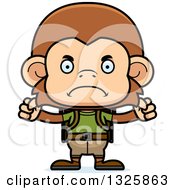 Clipart Of A Cartoon Mad Monkey Hiker Royalty Free Vector Illustration
