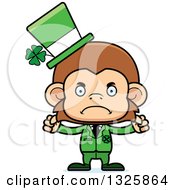 Clipart Of A Cartoon Mad St Patricks Day Monkey Royalty Free Vector Illustration