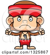 Clipart Of A Cartoon Mad Monkey Lifeguard Royalty Free Vector Illustration