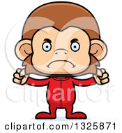 Clipart Of A Cartoon Mad Monkey Wearing Pajamas Royalty Free Vector Illustration